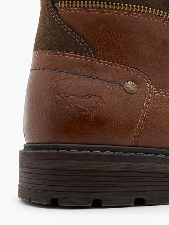 mustang Šněrovací kotníkové boty koňak deichmann