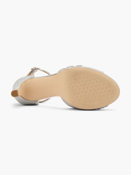 molo podpatky sandály stříbrné deichmann