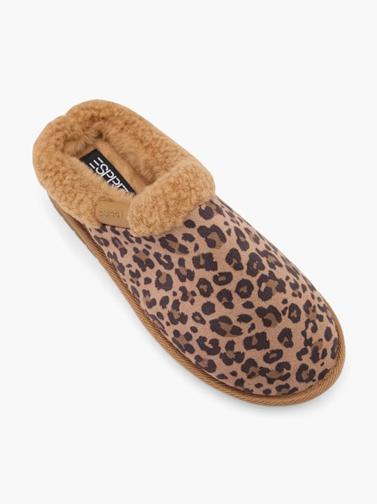 esprit plyšové papuče koňak deichmann