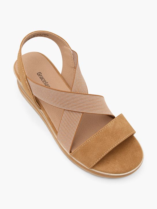 graceland podpatky sandály beige deichmann